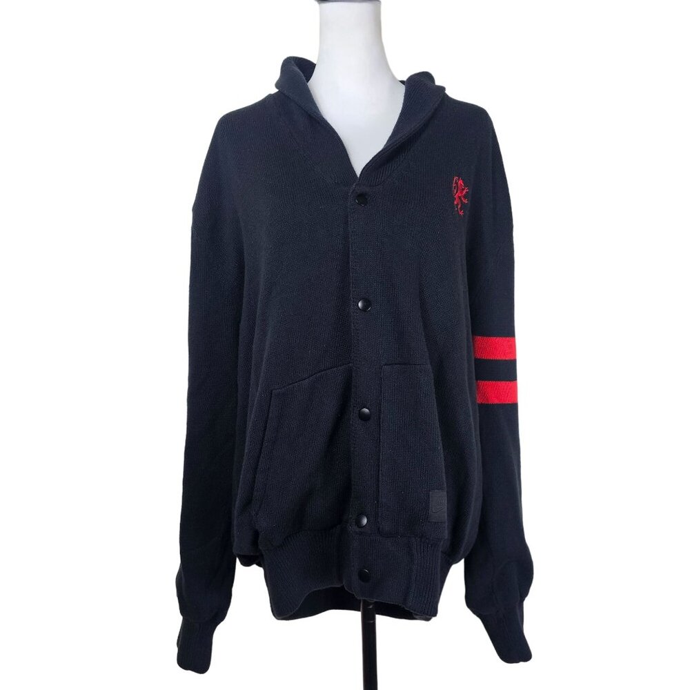 Nike LeBron James 930 Lion Crest Varsity Sweater Jacket Cardigan XL Black Y2K